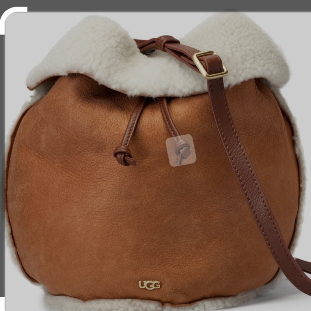 UGG Claire Drawstring Shoulder Bag - Signature Sheepskin, Bomber Finish - Picture 6 of 6